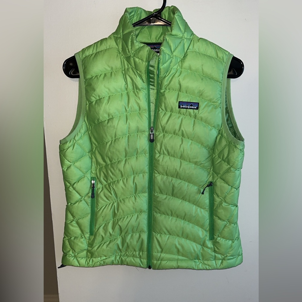Patagonia Lime Green Quilted Down Vest